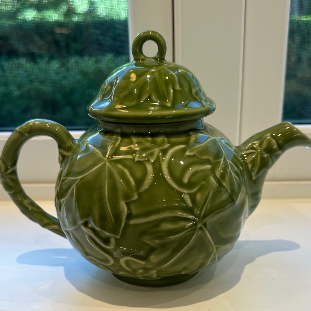 Vintage Franciscan Ivy Embossed Bright Green Teapot Portugal 4 Cups - Picture 7 of 16